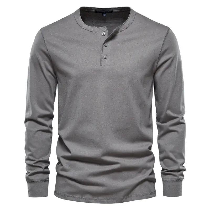 Men Casual Solid Color Long Sleeve Soft T-Shirt for Men - SAMFILS