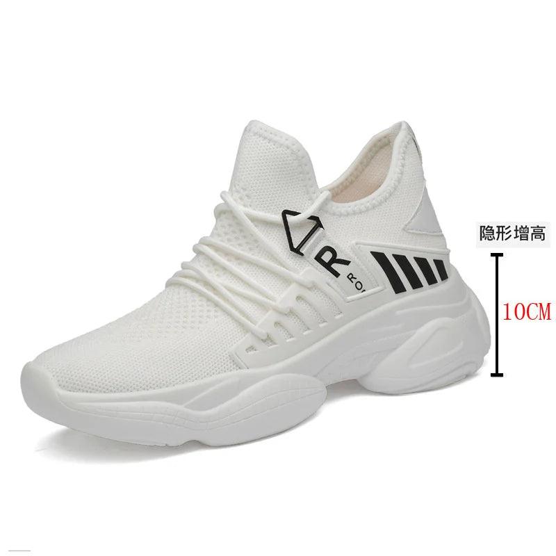 Men Elevator Shoes Man Breathable Casual Shoes Hidden Heels - Samslivos