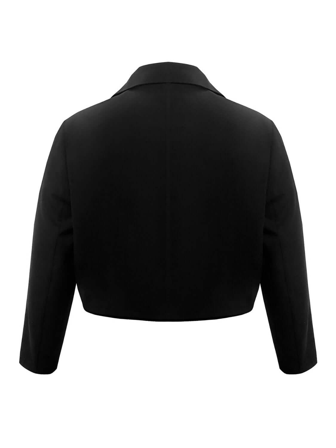 Plus Size Buttoned Lapel Collar Long Sleeve Blazer - SAMFILS