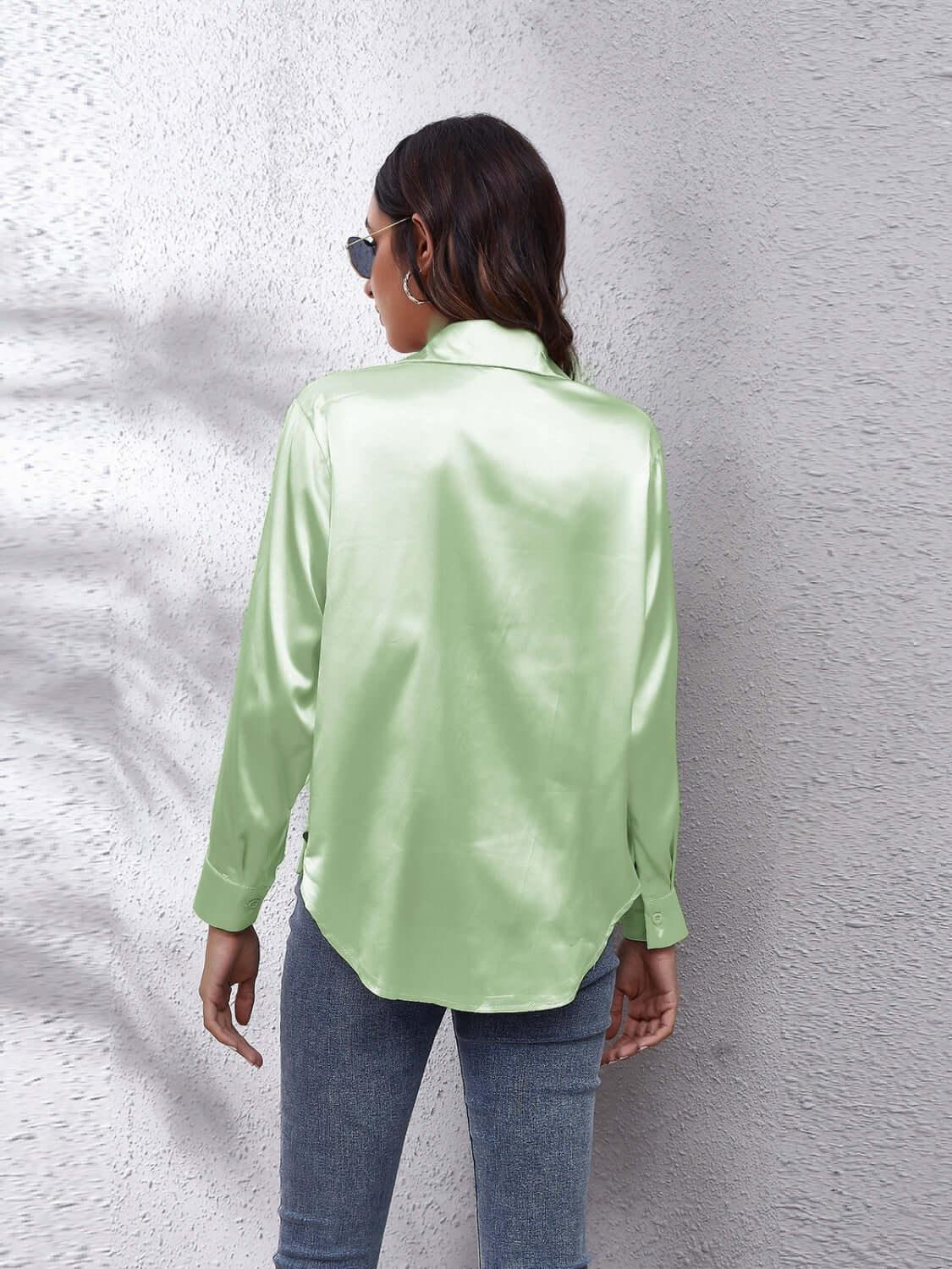 Classic Collared Neck Buttoned Closure Long Sleeve Shirt - SAMFILS