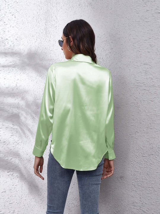 Classic Collared Neck Buttoned Closure Long Sleeve Shirt - Samslivos