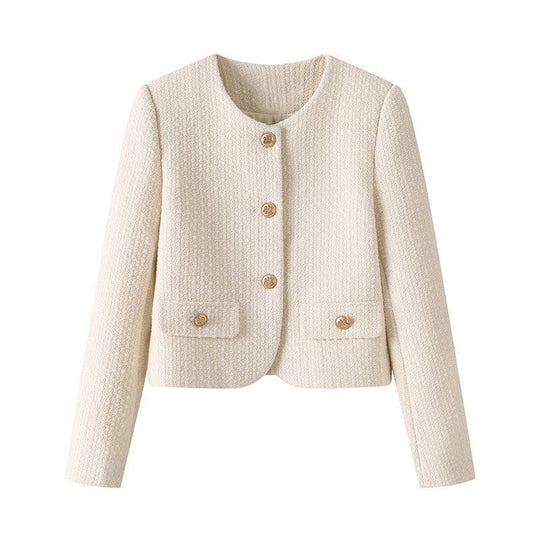 French Style Retro Crew Neck Coat For Women