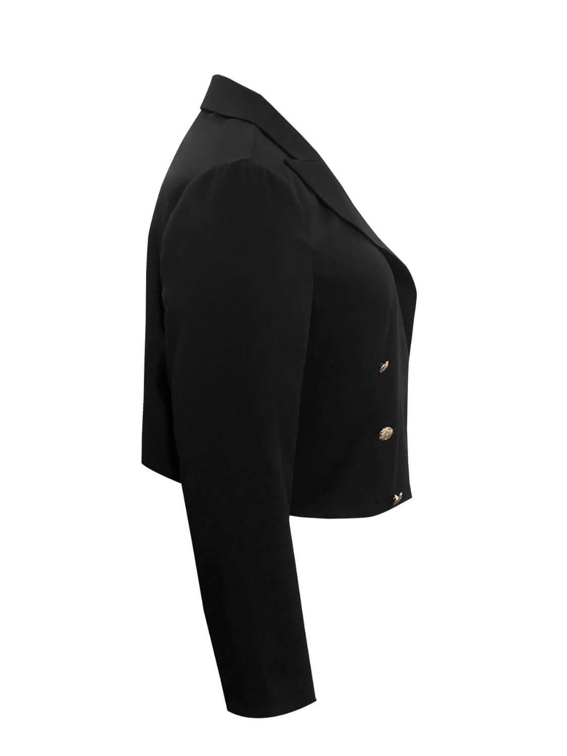 Plus Size Buttoned Lapel Collar Long Sleeve Blazer - SAMFILS