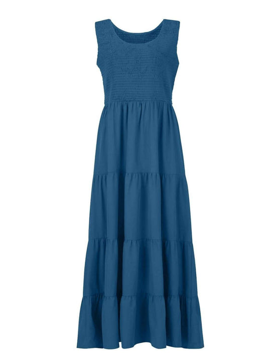 Tiered Smocked Timeless Wide Strap Dress - SAMFILS