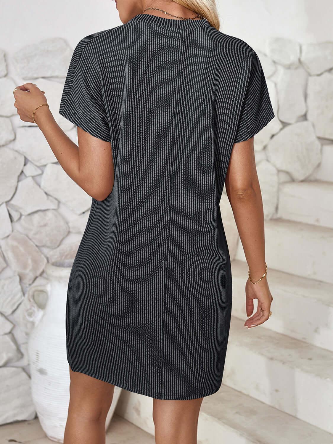 Comfort Round Neck Short Sleeve Mini Dress - SAMFILS