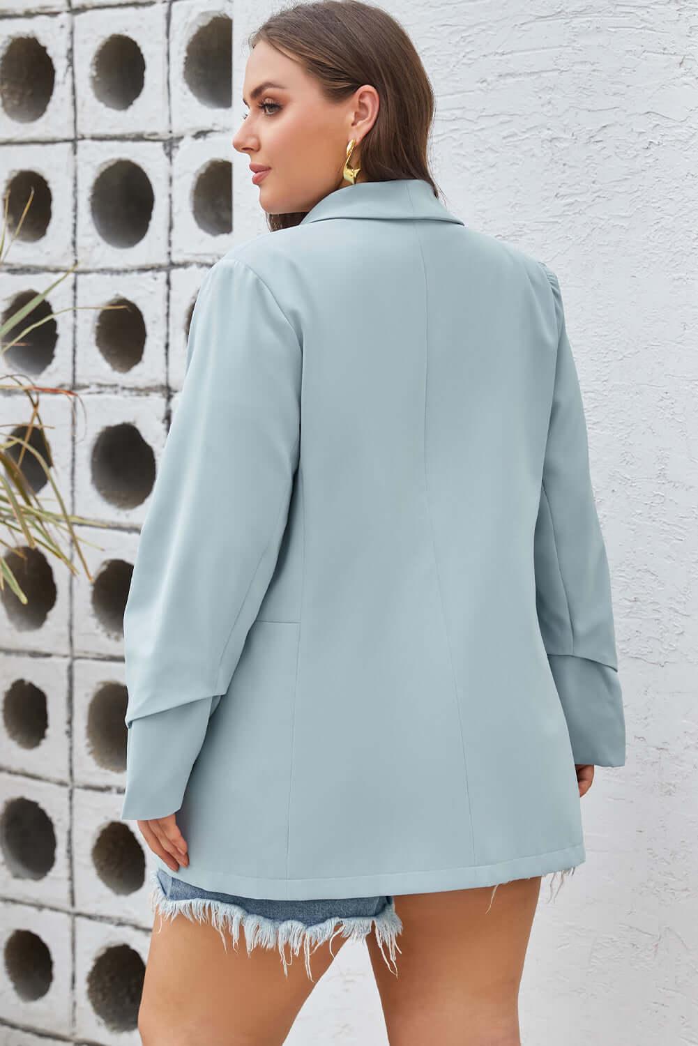 Plus Size Shawl Collar Long Sleeve Blazer - SAMFILS