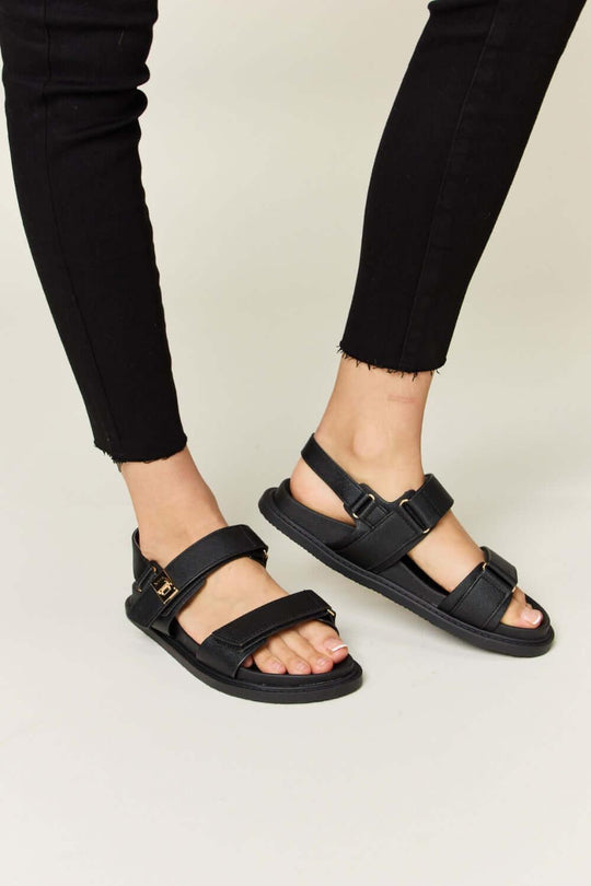 Wild Diva Velcro Double Strap Slingback Sandals - SAMFILS