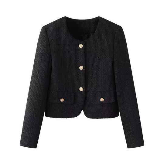 French Style Retro Crew Neck Coat For Women