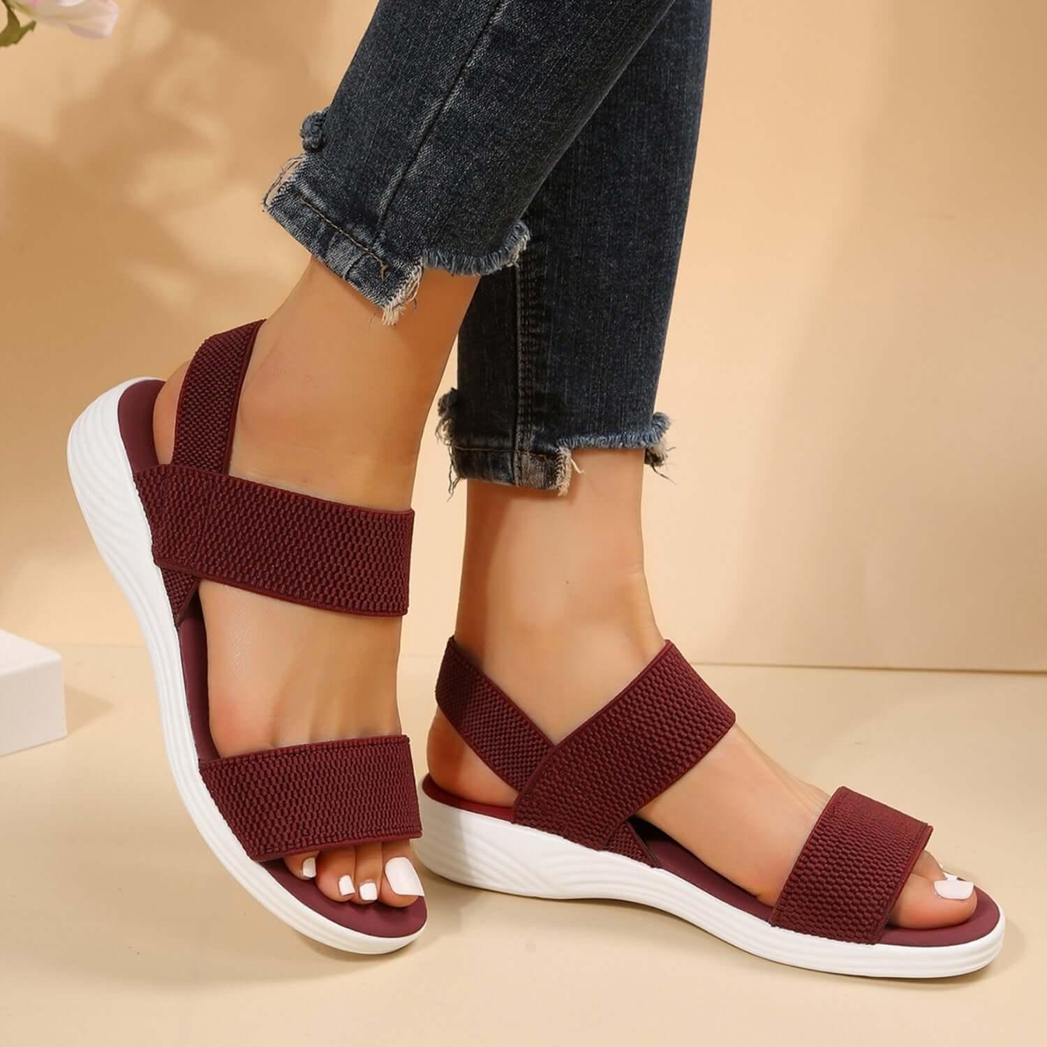 Perfect Durable Rubber Open Toe Low Heel Sandals - SAMFILS