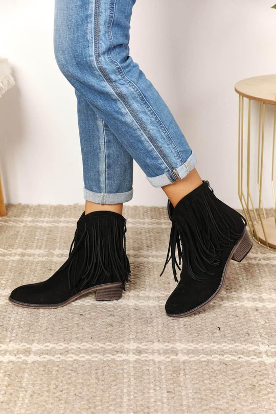 Legend Women's Fringe Cowboy Western Ankle Boots - Samslivos