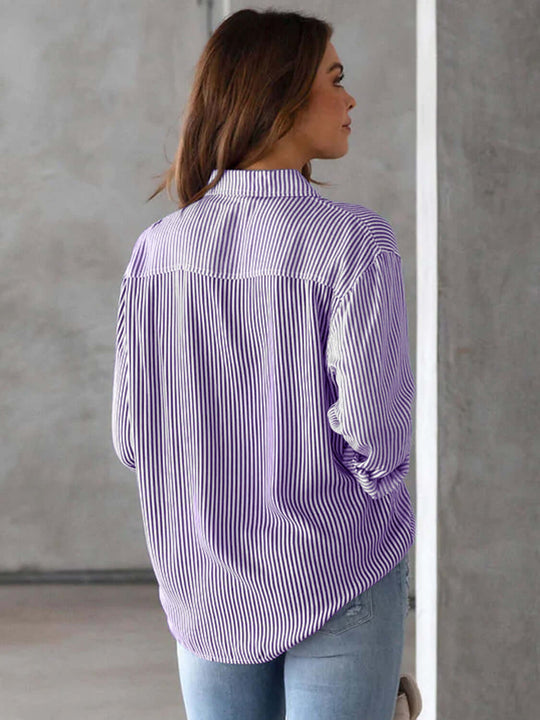 Button Up Collared Shirt with Breast Pockets Design - Samslivos