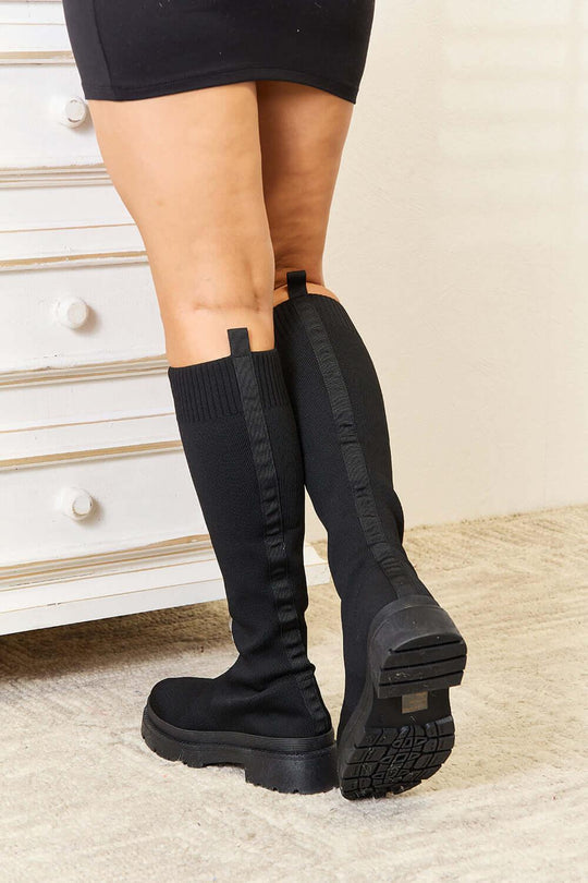 Wild Diva Footwear Knee High Platform Sock Boots - SAMFILS