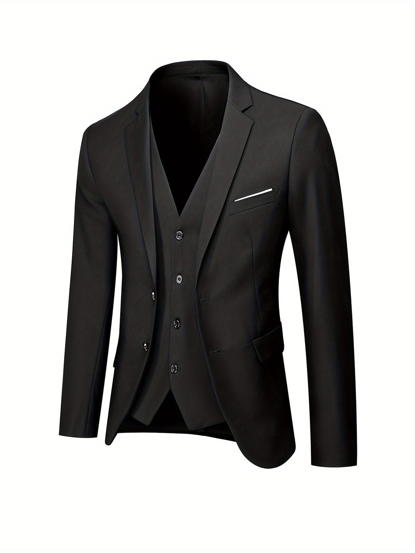 Elegant Men's 3pcs Suit Set Vest Blazer & Dress Pants