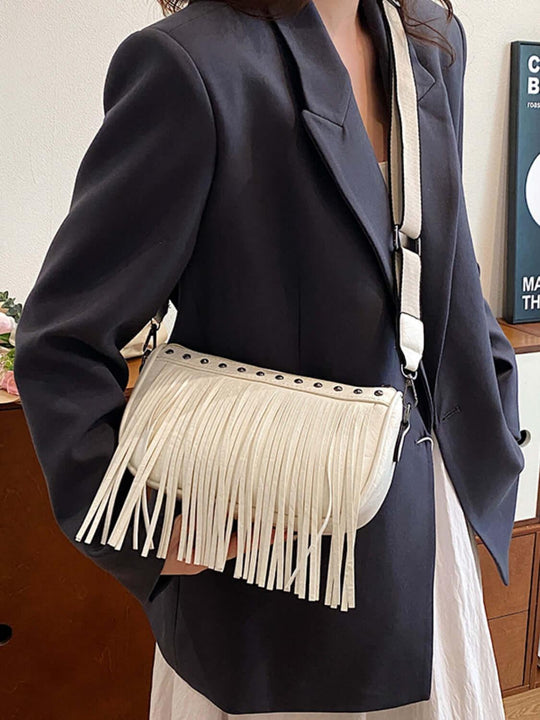 PU Leather Fringe Studded Crossbody Bags - SAMFILS