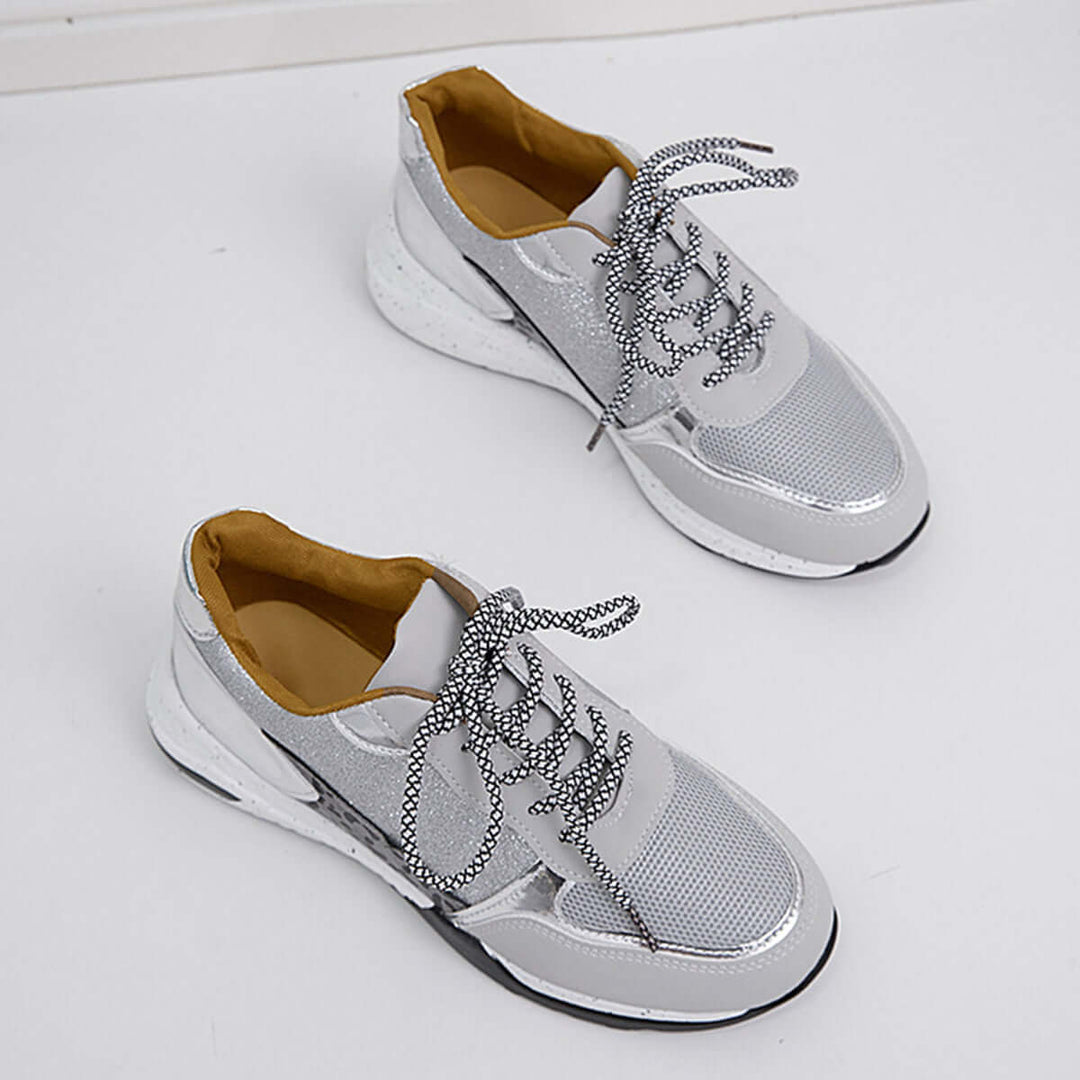 Lace-Up Round Toe Platform Breathable Sneakers - Samslivos