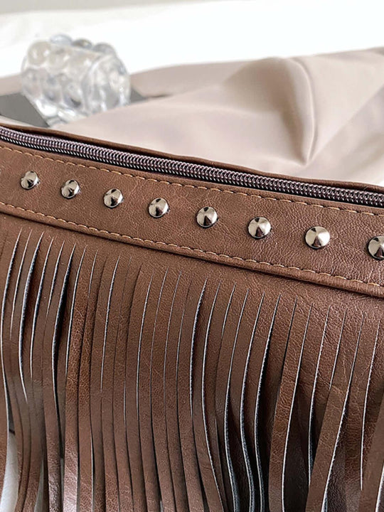 PU Leather Fringe Studded Crossbody Bags - SAMFILS