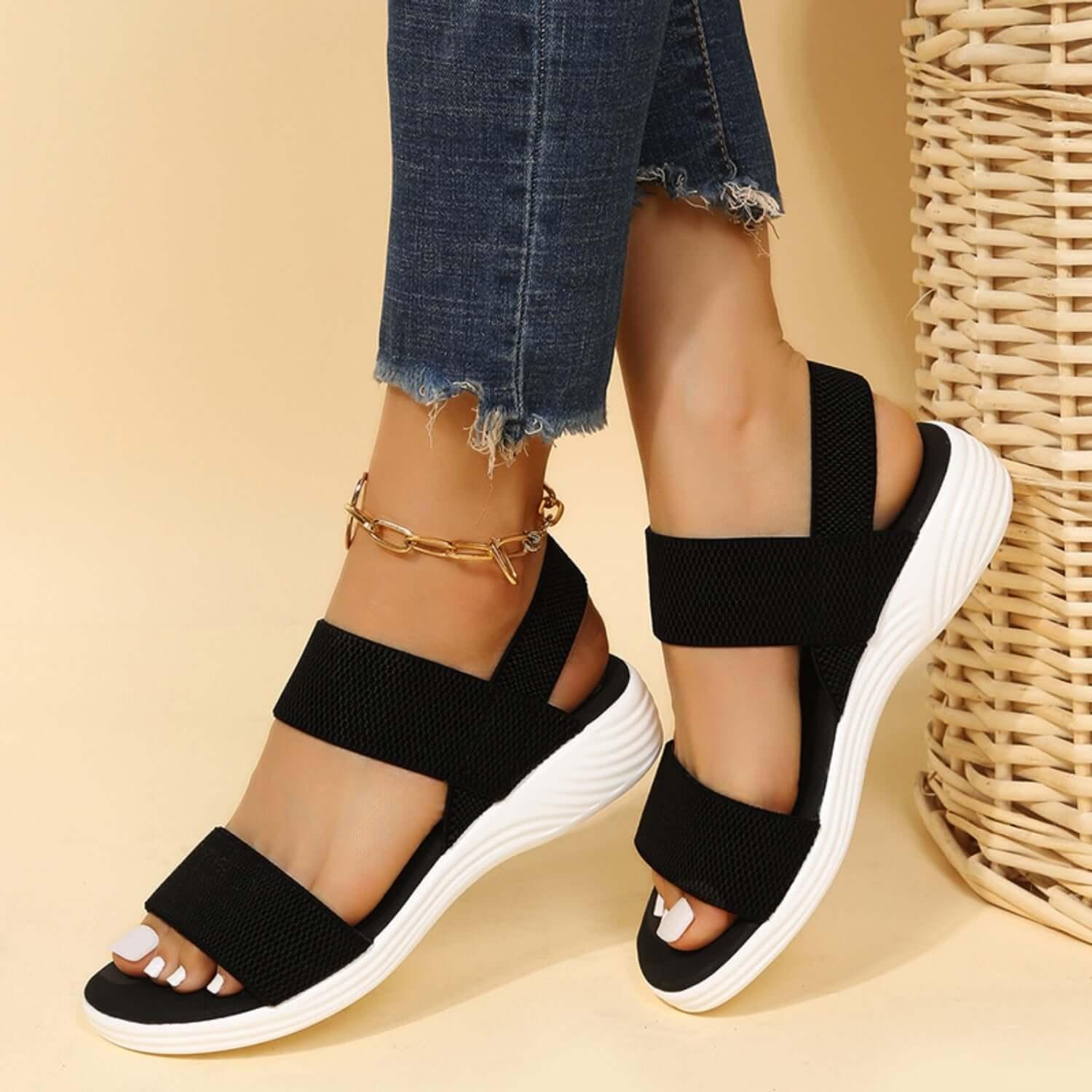 Perfect Durable Rubber Open Toe Low Heel Sandals - SAMFILS