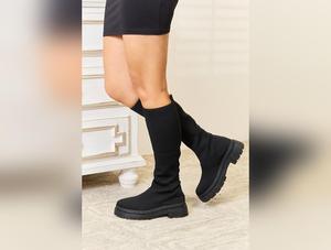 Wild Diva Footwear Knee High Platform Sock Boots - SAMFILS