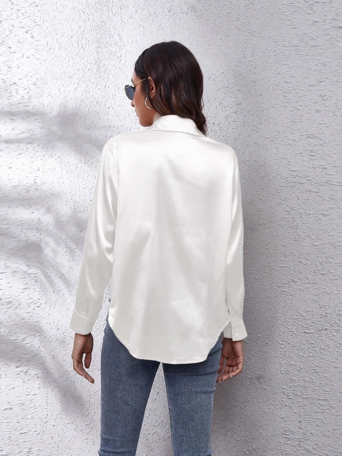 Classic Collared Neck Buttoned Closure Long Sleeve Shirt - SAMFILS