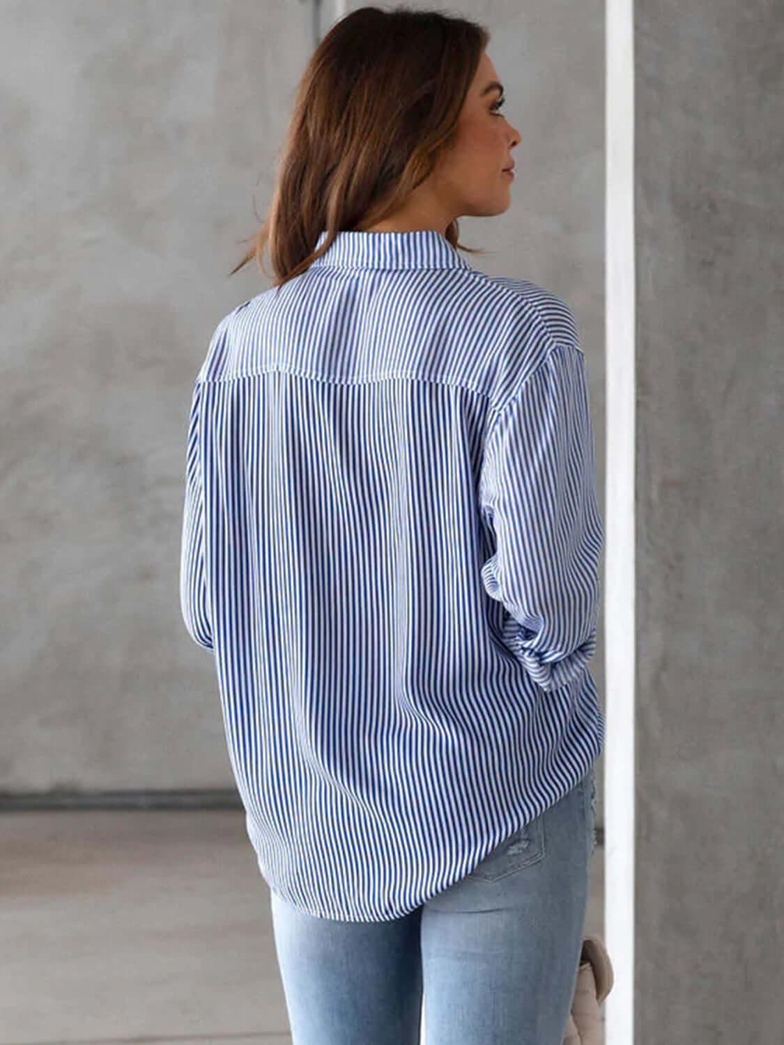 Button Up Collared Shirt with Breast Pockets Design - SAMFILS