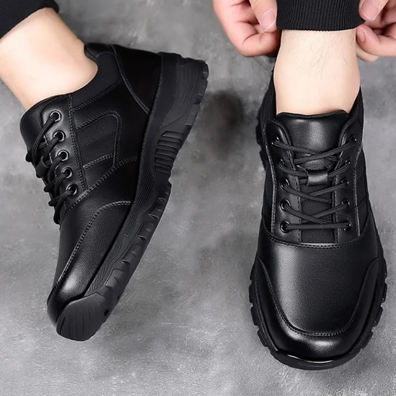 men black leather sneakers