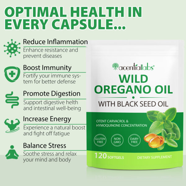 Acentiallabs Organic Wild Oregano Oil Capsules 6000mg - Image 3
