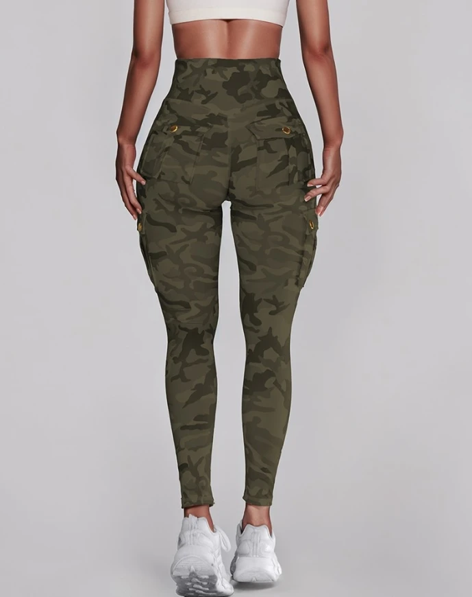 Elegant Fashion Women's High Waist  Camouflage Skinny Pants - Image 3