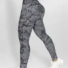 Elegant Fashion Women's High Waist  Camouflage Skinny Pants - Gray, M