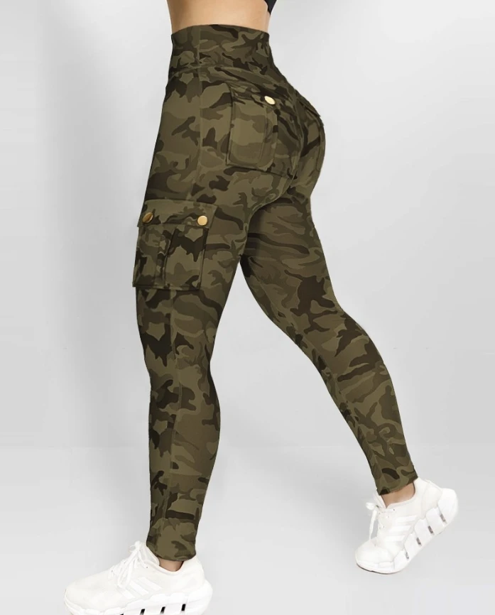 Elegant Fashion Women's High Waist  Camouflage Skinny Pants - Image 2