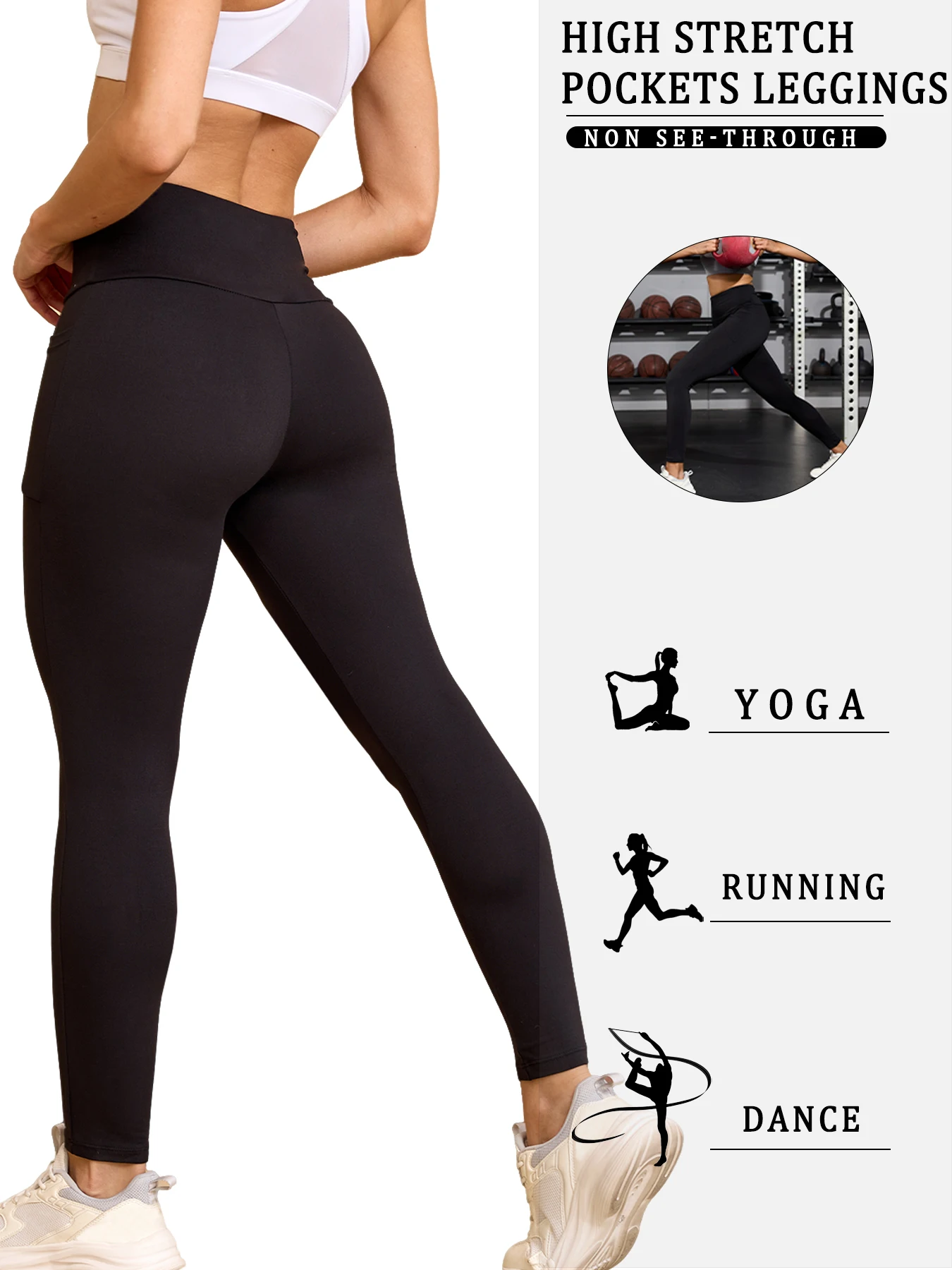Super Soft Gym Fitness Women's Leggings With Pockets - Image 3